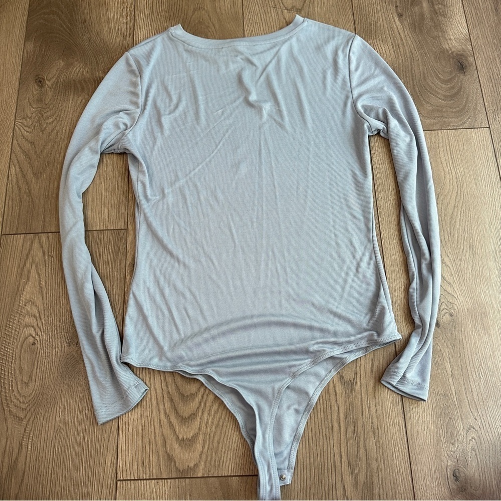 Elodie BUNDLE White Blue Ribbed Crew Neck Long Sleeved Body Suit XL - Picture 3 of 9